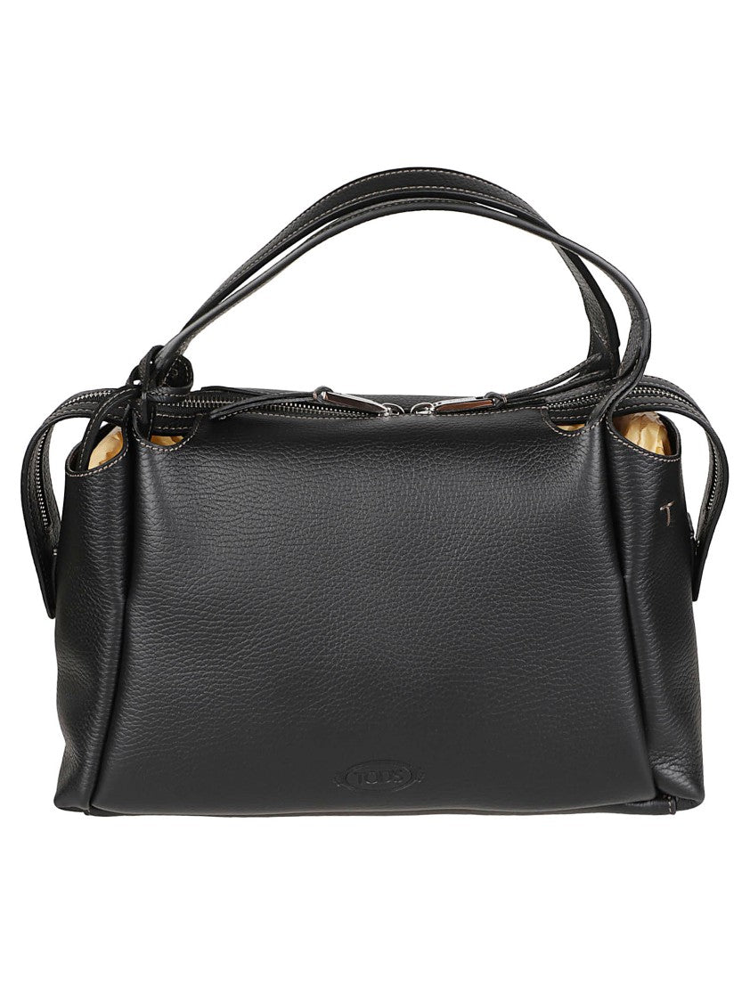 Tod's Structured Black Calf Leather Handbag With Dual Top Handles