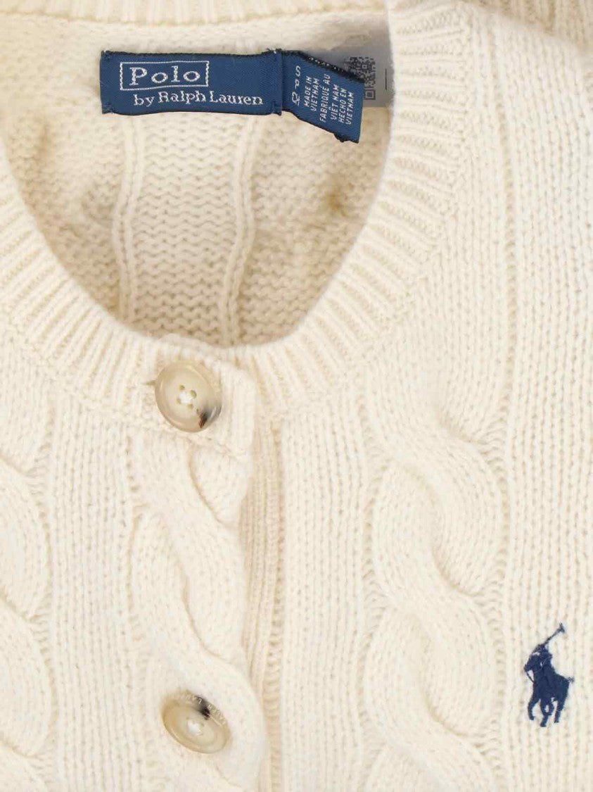 Polo Ralph Lauren Cable-Knit Logo Cardigan – Off-White