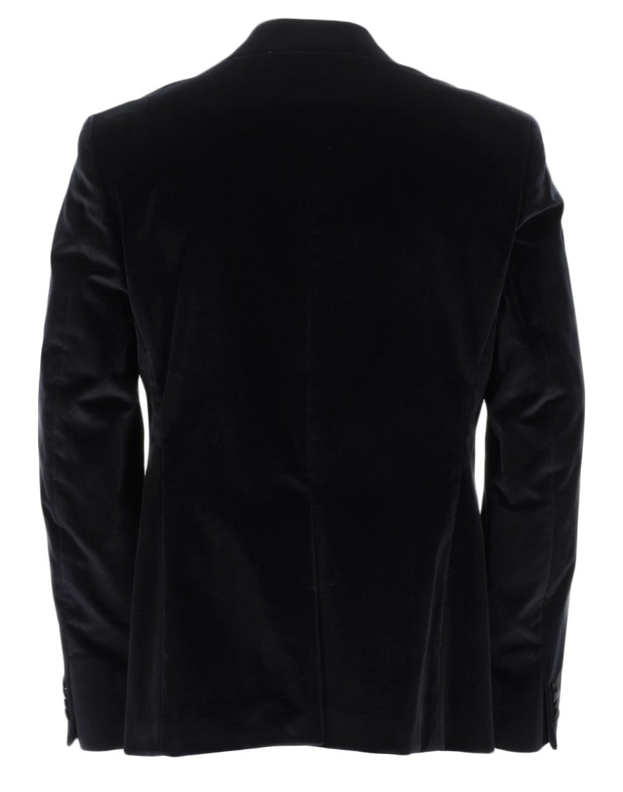 Brian Dales Single-Breasted Cotton Blend Blazer With Satin Peak Lapel