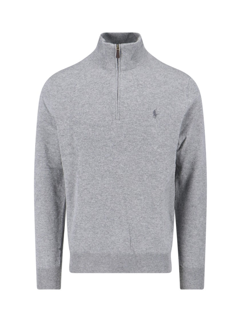 Polo Ralph Lauren Logo Zip Sweater – Grey