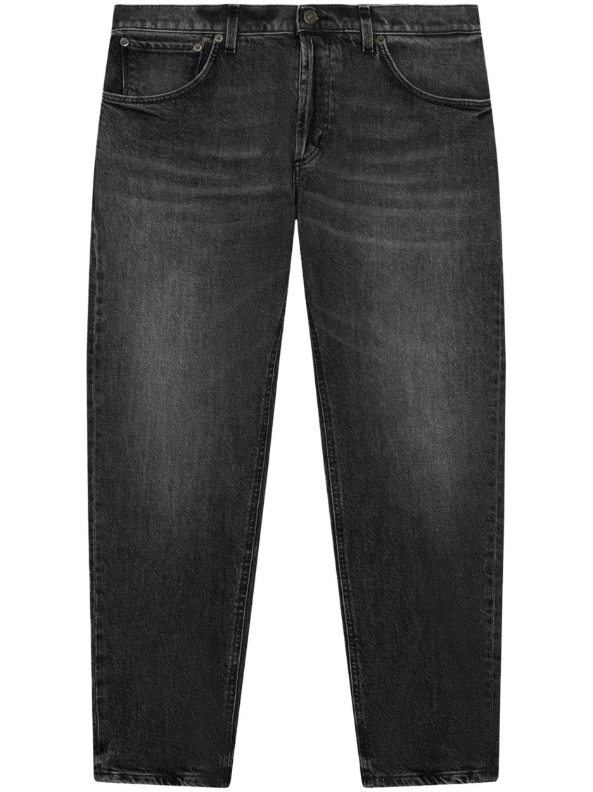 Dondup Cropped Black Trousers With Classic Five-Pocket Design