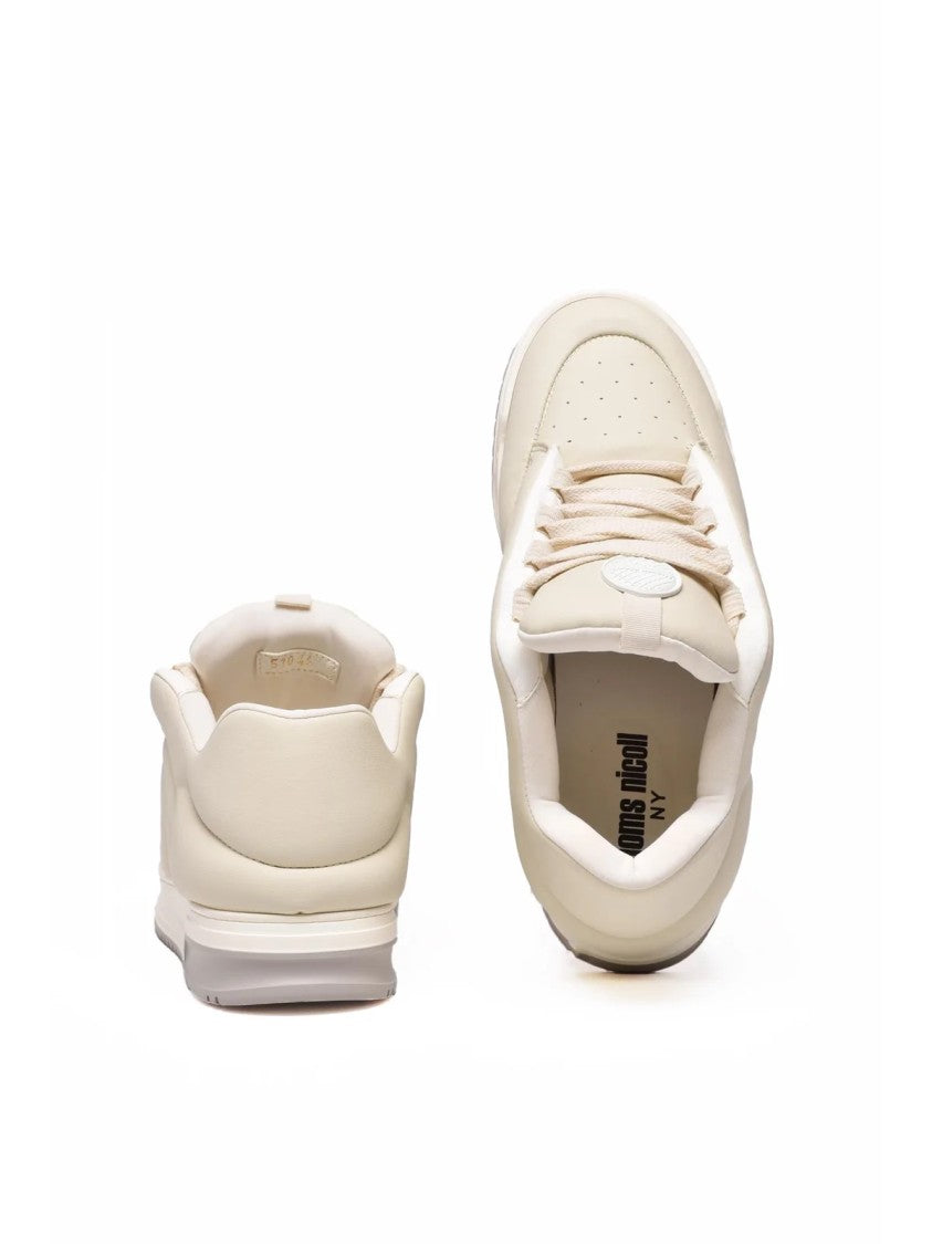Thoms Nicoll White Leather Puffy High-Top Sneakers