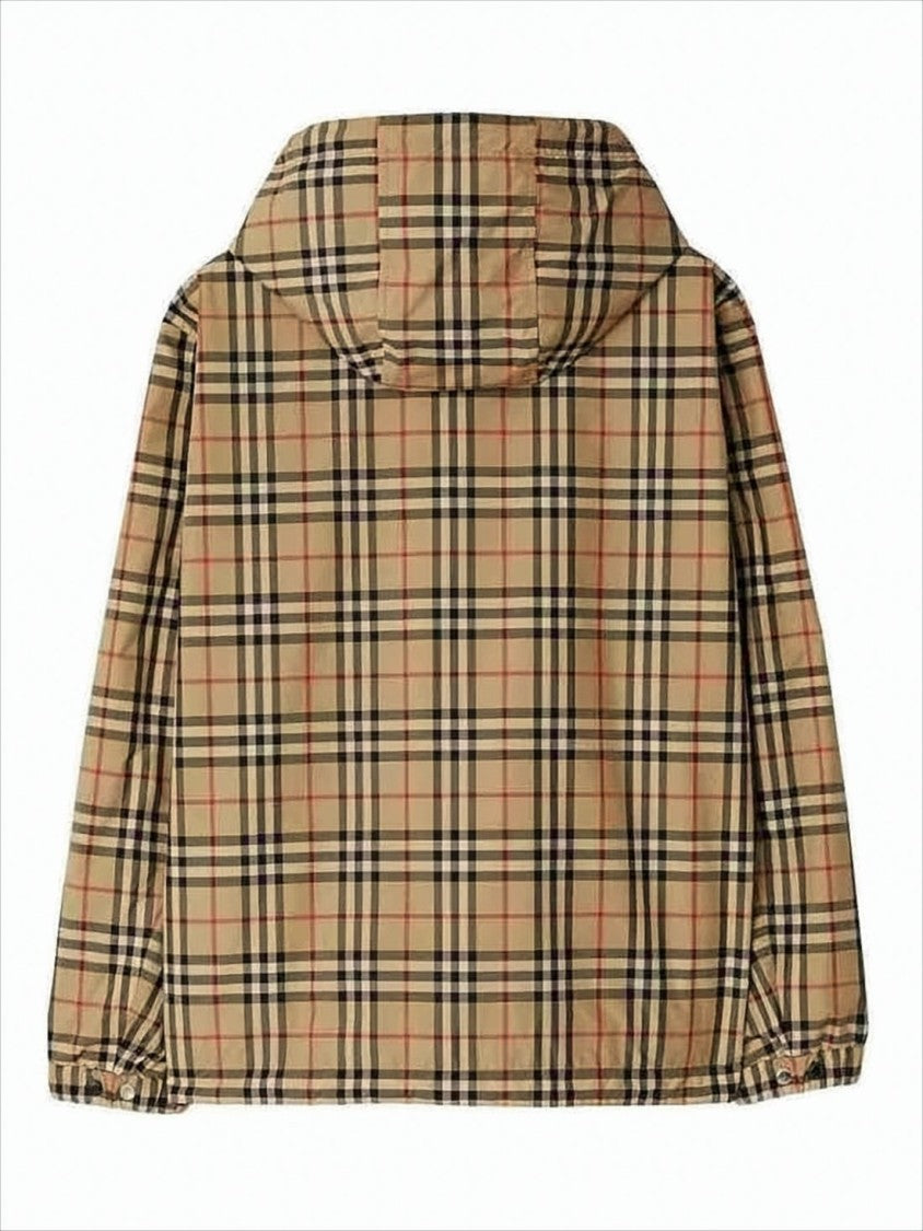 Burberry Reversible Check And Solid Hooded Jacket