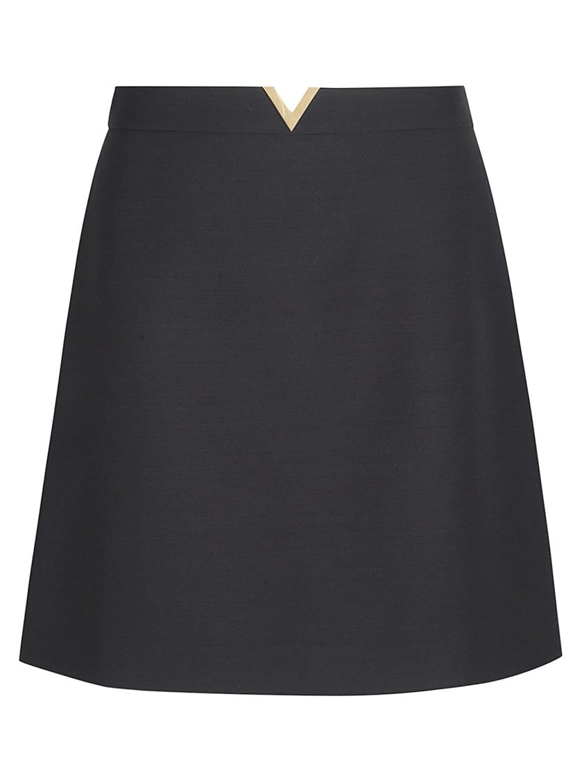 Valentino Garavani Mini A-Line Skirt With Gold V Detail