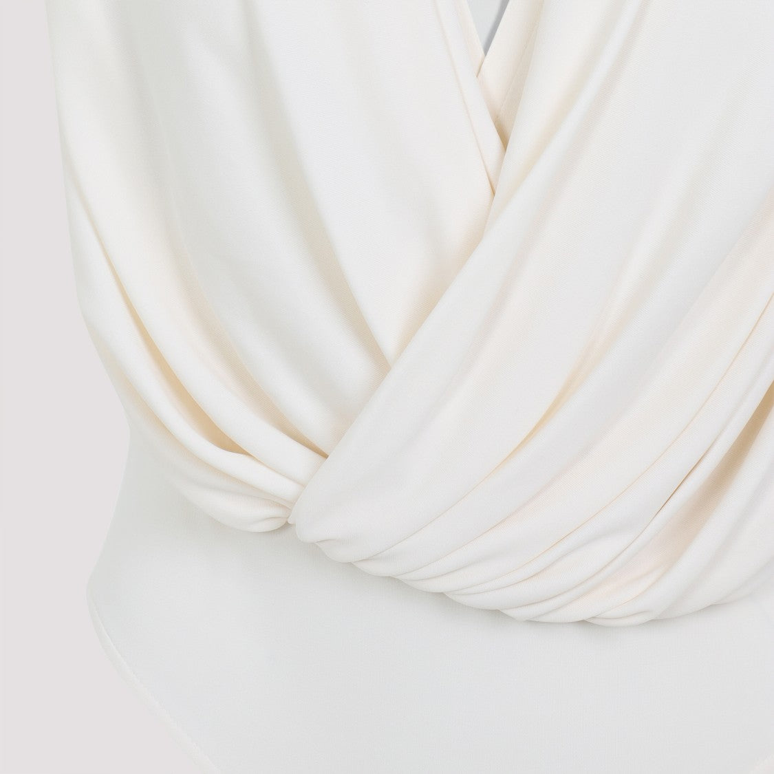 Alaïa Draped Sleeveless White Viscose Bodysuit With Hood