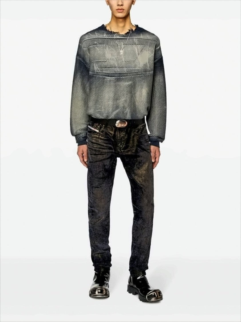 Diesel Gradient Textured Sweater With Distressed Finish