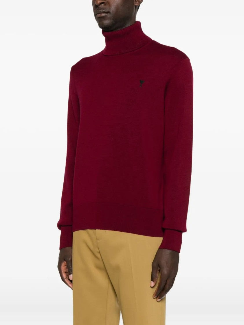 Ami Roll-Neck Embroidered Sweater