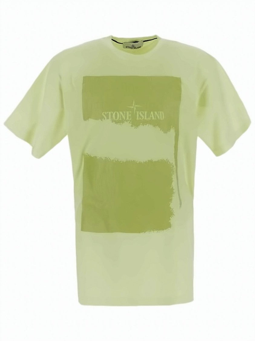 Stone Island Textured Graphic Short-Sleeve T-Shirt In Light Green