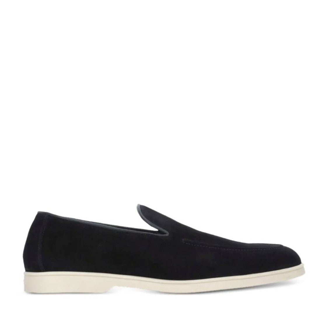 Doucal's Black Minimalist Rubber Sole Calf Leather Loafers