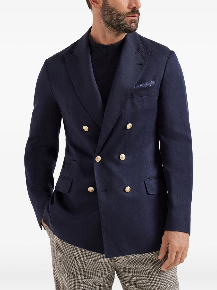 Brunello Cucinelli Double-Breasted Structured Virgin Wool Blazer