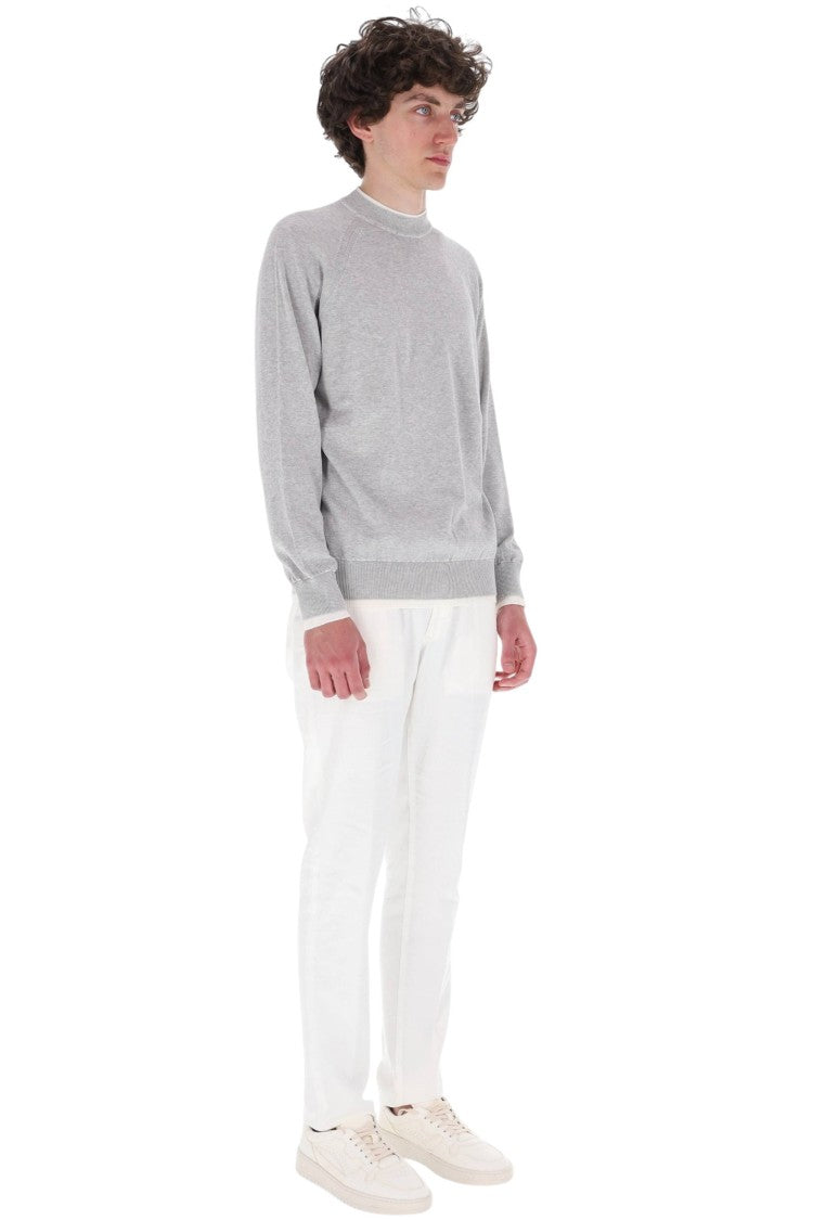 Eleventy Layered-Effect Contrast Trim Crewneck Sweater