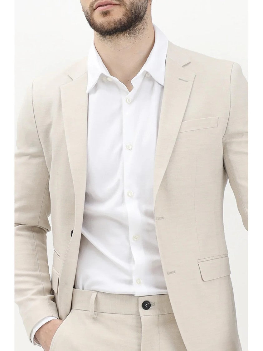 Selected Beige Polyester Wool Viscose Slim Jacket