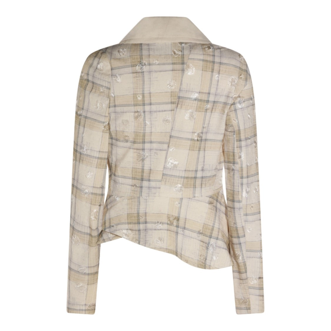 Vivienne Westwood Beige Plaid Tailored Jacket With Silver Floral Embroidery