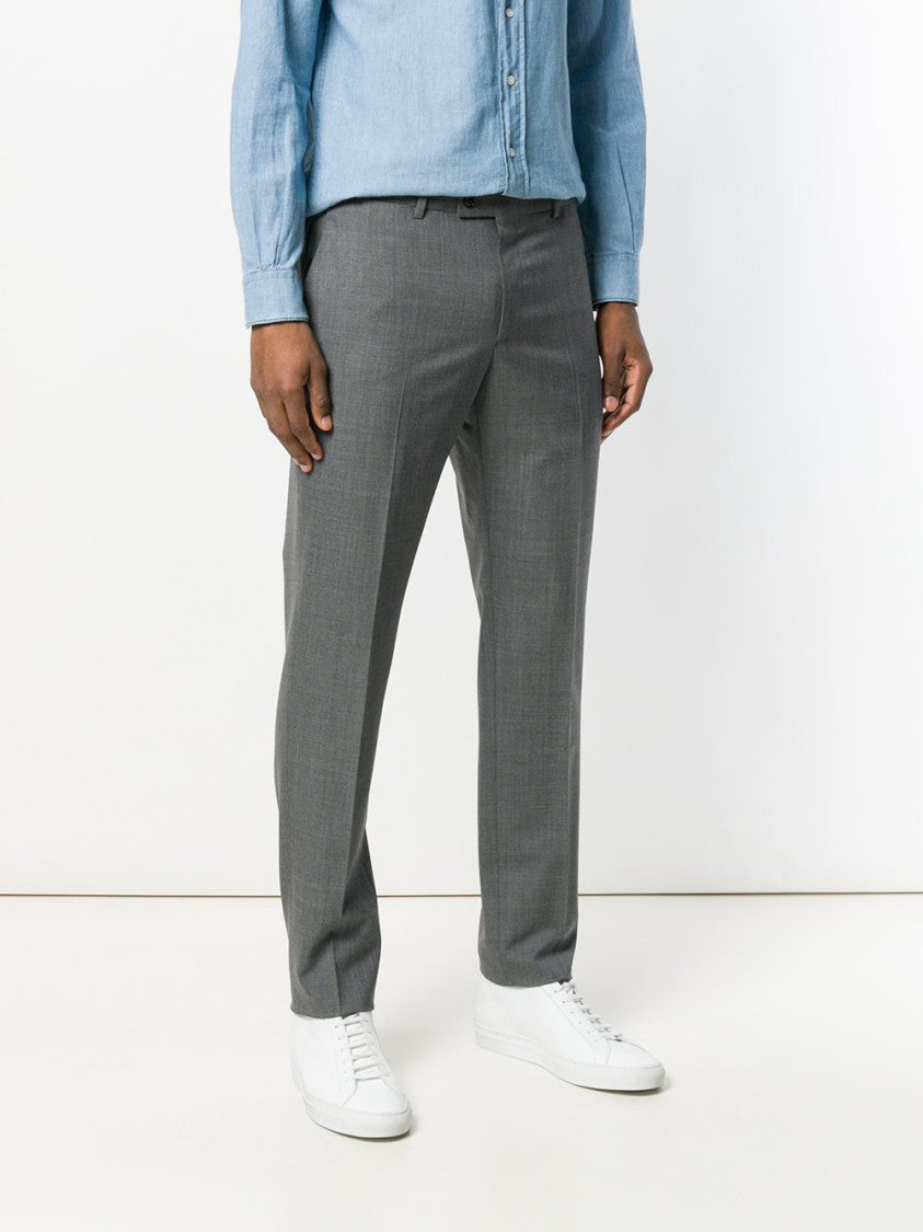 Massimo Piombo Tailored Grey Cotton Trousers