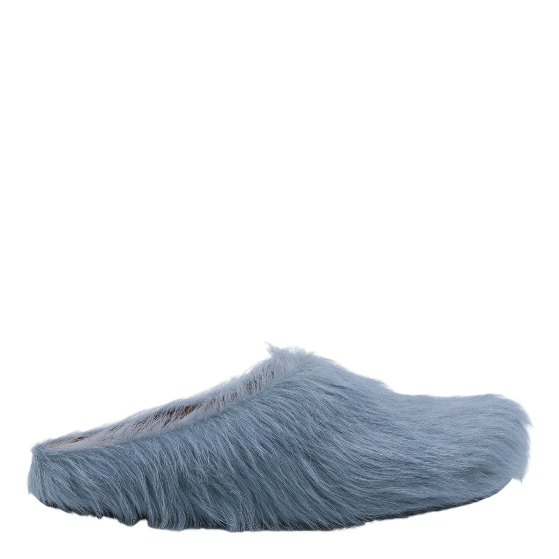 Marni Fur-Textured Blue Slip-On Sandals