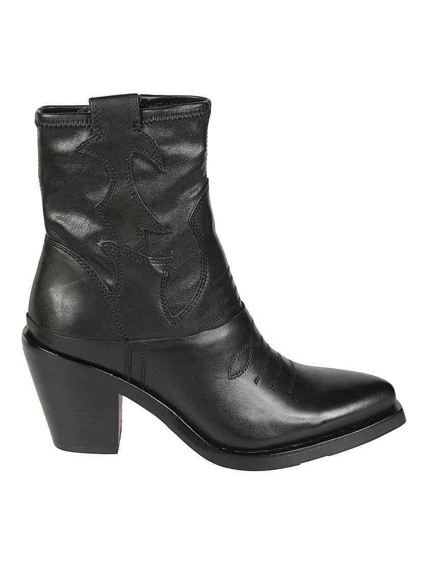 Ash Jagger Pointed Toe Stitch Detail Ankle Boots