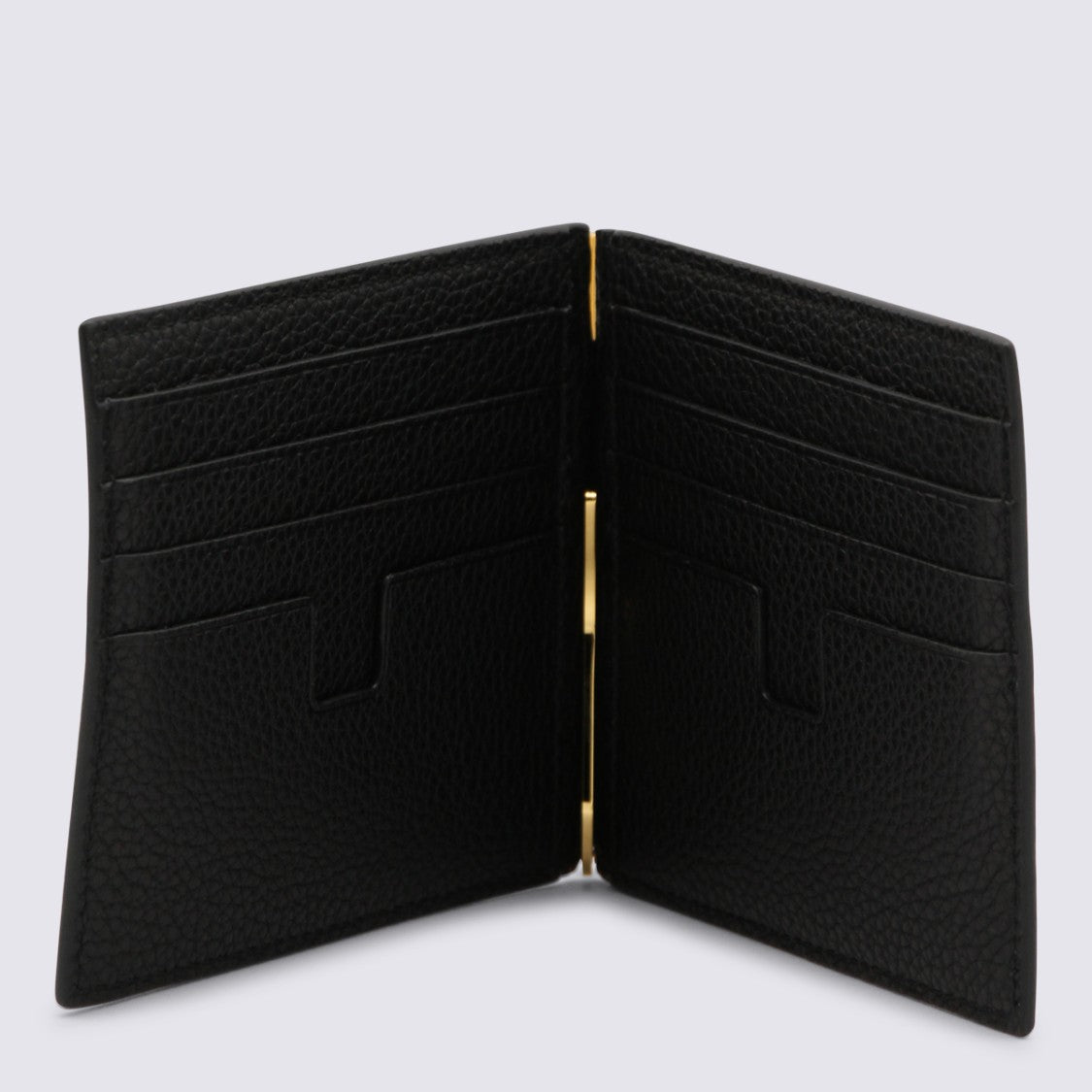 Tom Ford Compact Bifold Wallet With Textured Leather And Gold Accents