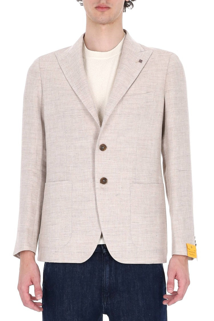 Tagliatore Montecarlo Herringbone Linen-Wool Blazern