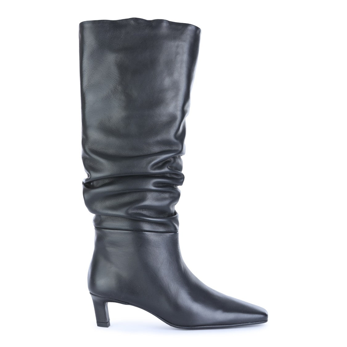 Alohas Black Pointed Toe Wide-Leg Ruffled Boots