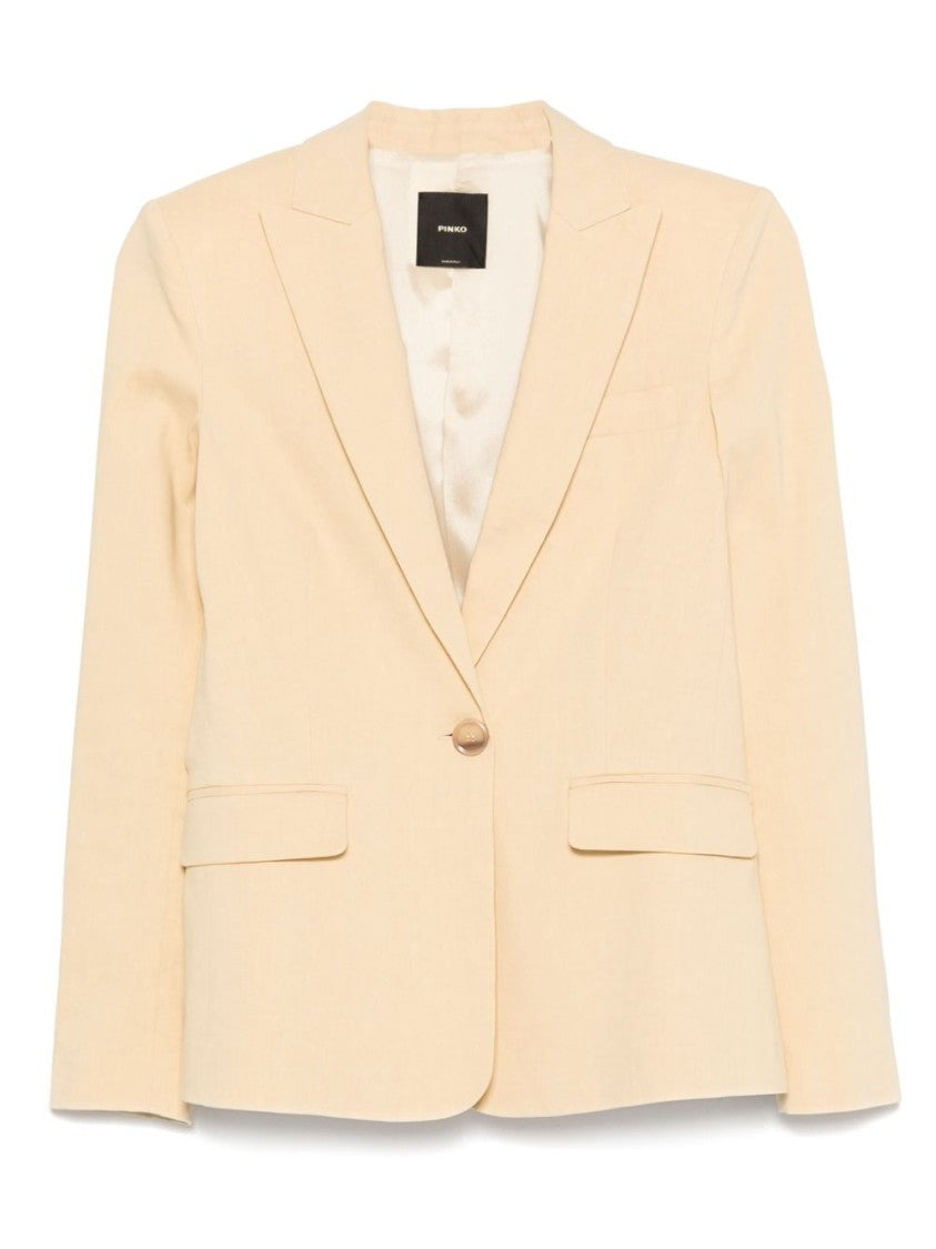 Pinko Yellow Tailored Jacket With Notched Lapels