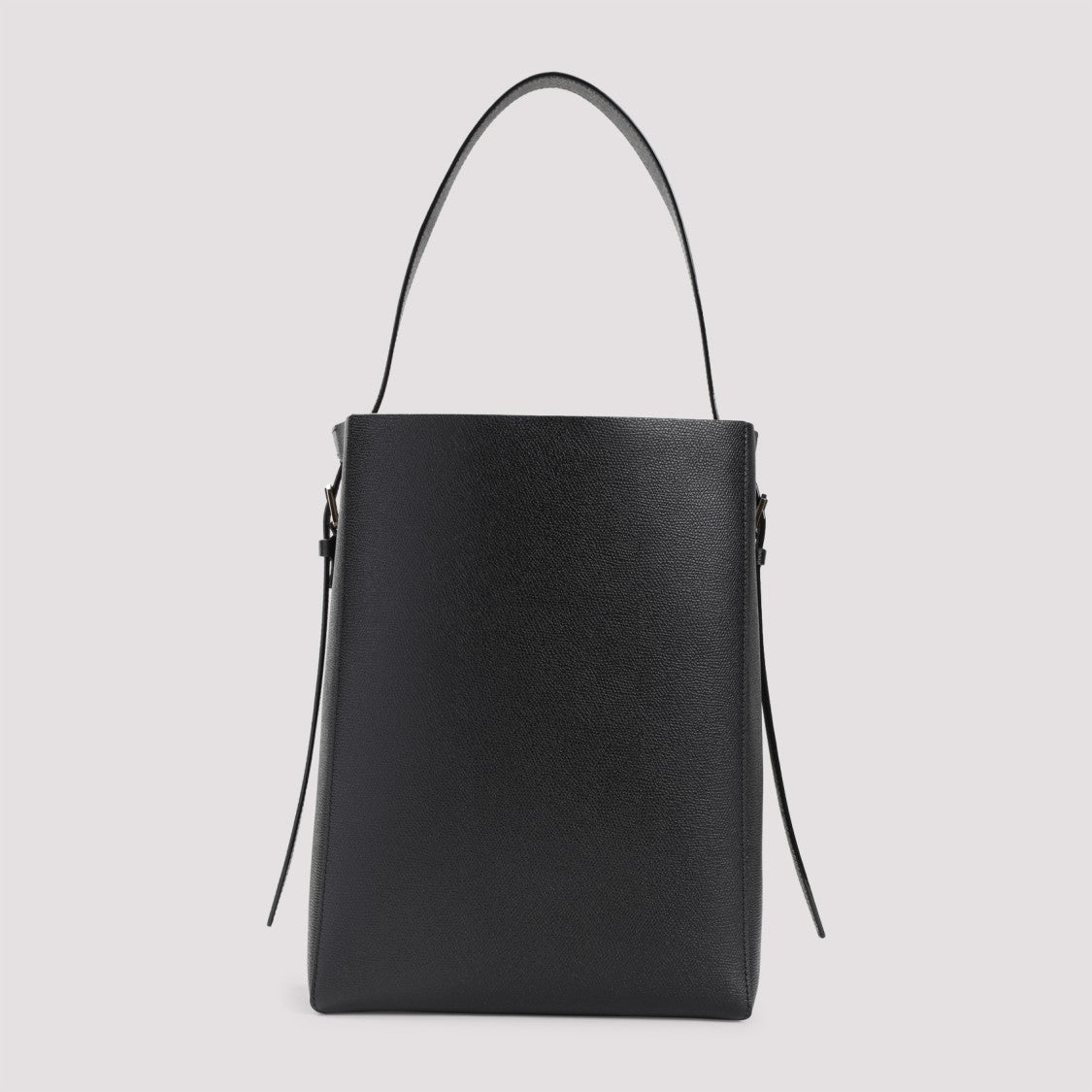 Valextra Black Calf Leather Medium Bucket Shoulder Bag