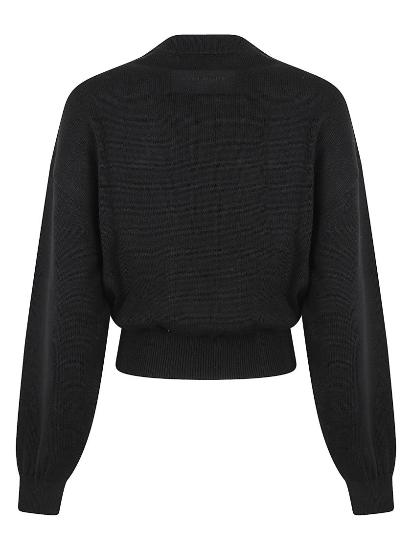 Givenchy Wool Cotton-Blend Bow Knit Sweater