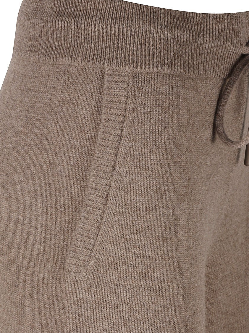 Max Mara Wide-Leg Knit Pants With Ribbed Elastic Waistband And Drawstring