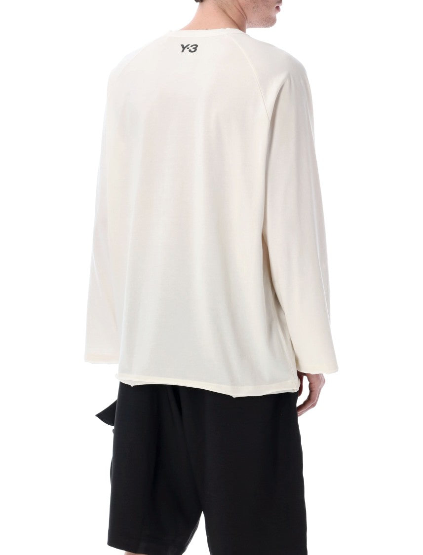 Y-3 Raw Edge Long Sleeve White T-Shirt