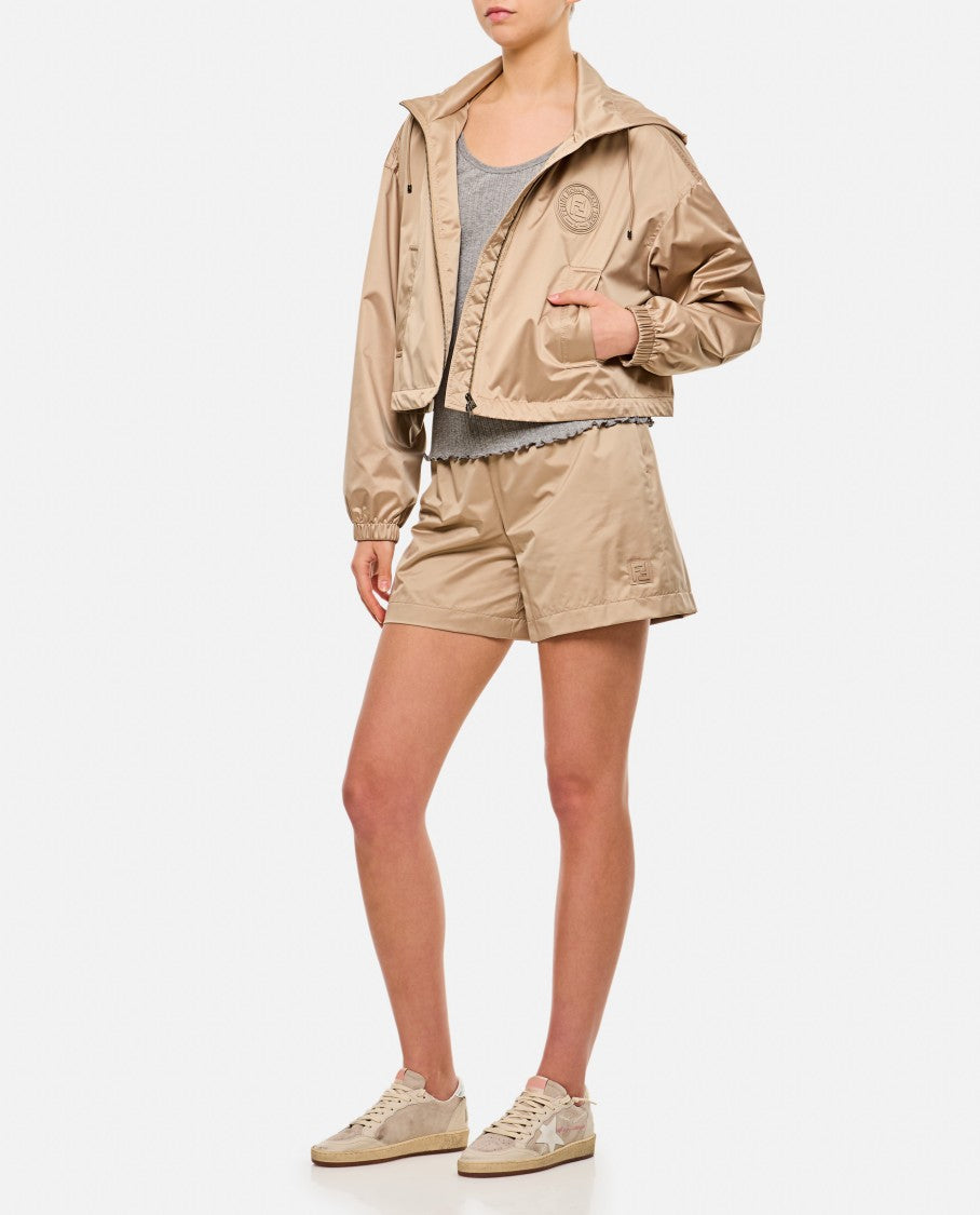 Fendi Hooded Cropped Nylon Jacket