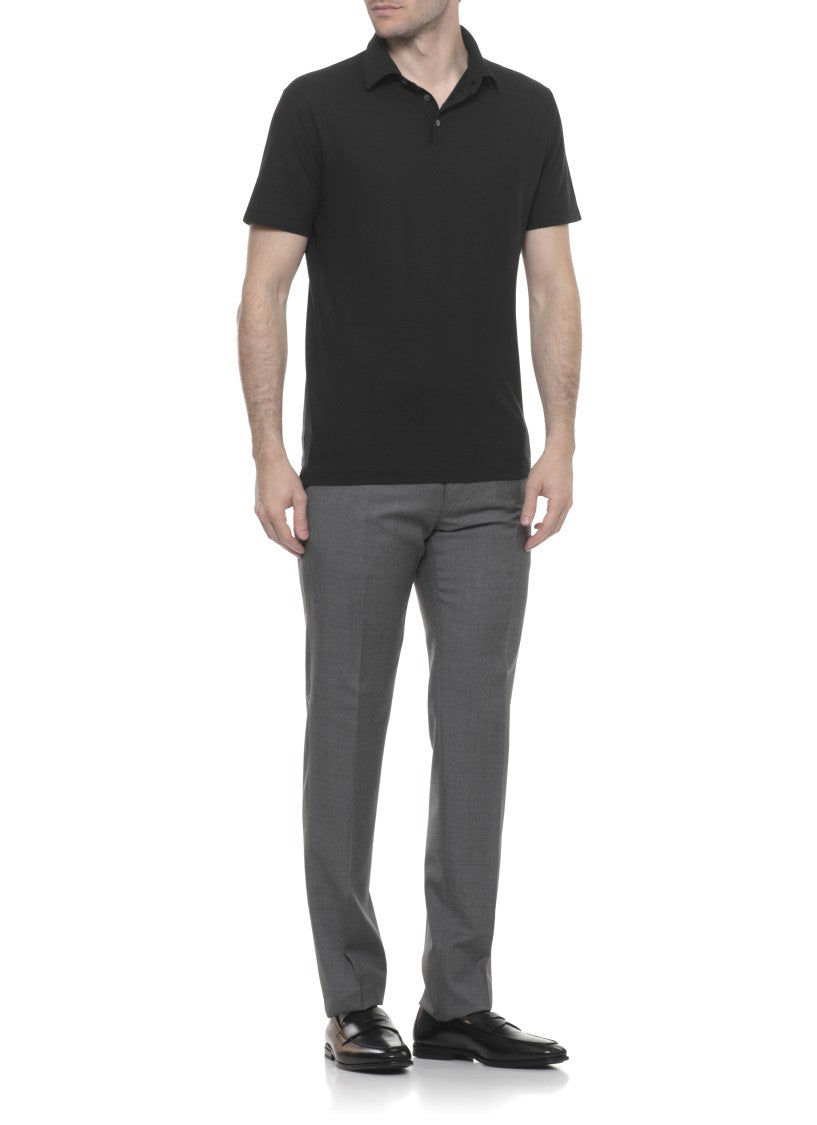 Zanone Black Cotton Polo Shirt