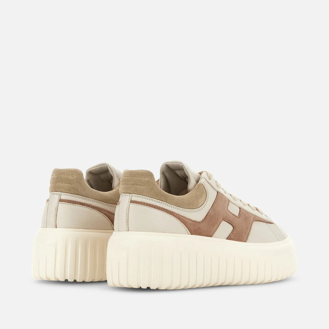 Hogan H-Stripes Lace-Up Sneakers In Calfskin And Sheepskin