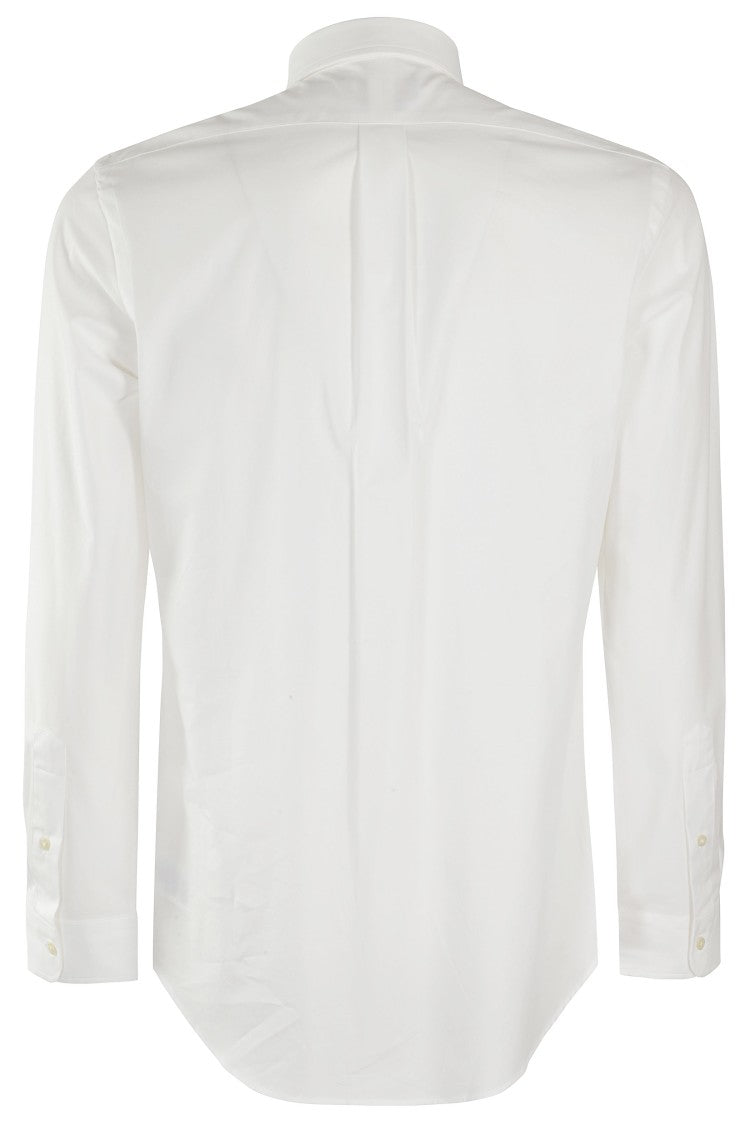 Polo Ralph Lauren White Embroidered Logo Button-Down Cotton Slim Shirt