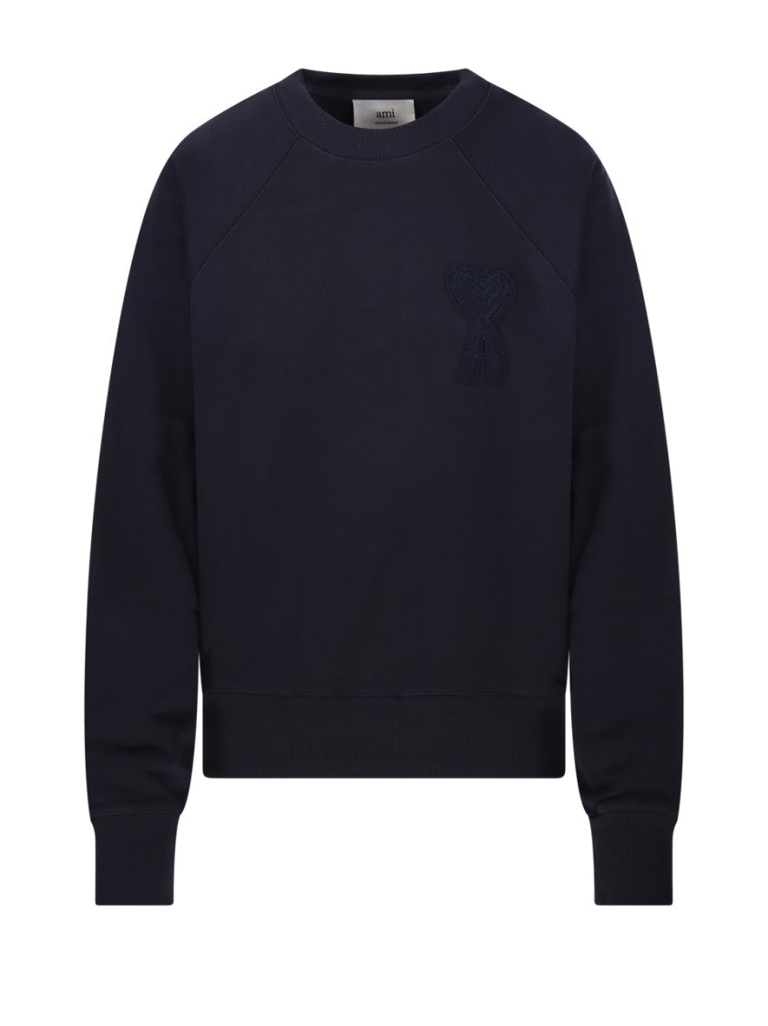 Ami Organic Cotton Sweatshirt With Embroidered Detail