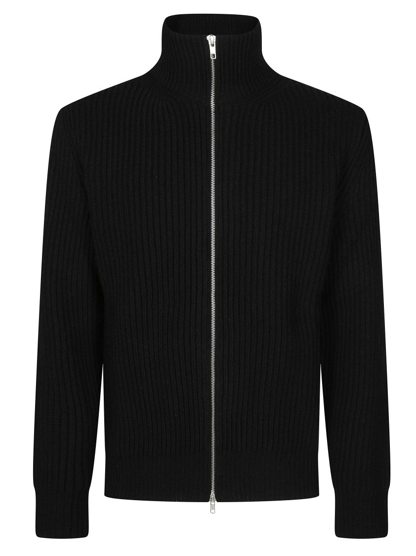 Mm6 By Maison Margiela Ribbed Knit High Collar Zip-Through Knit