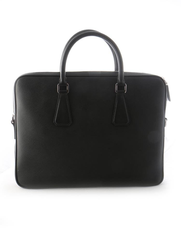 Prada Rectangular Black Leather Tote Bag