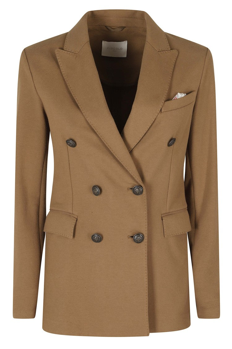Circolo 1901 Brown Double-Breasted Flap Pocket Cotton Jacket