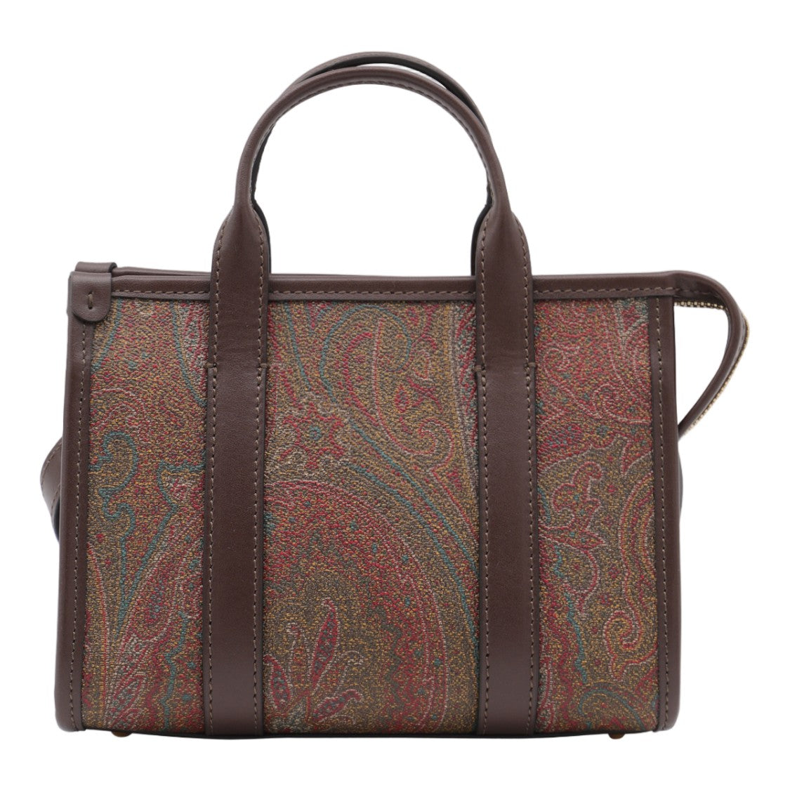 Etro Structured Handbag With Classic Paisley Pattern And Leather Trim