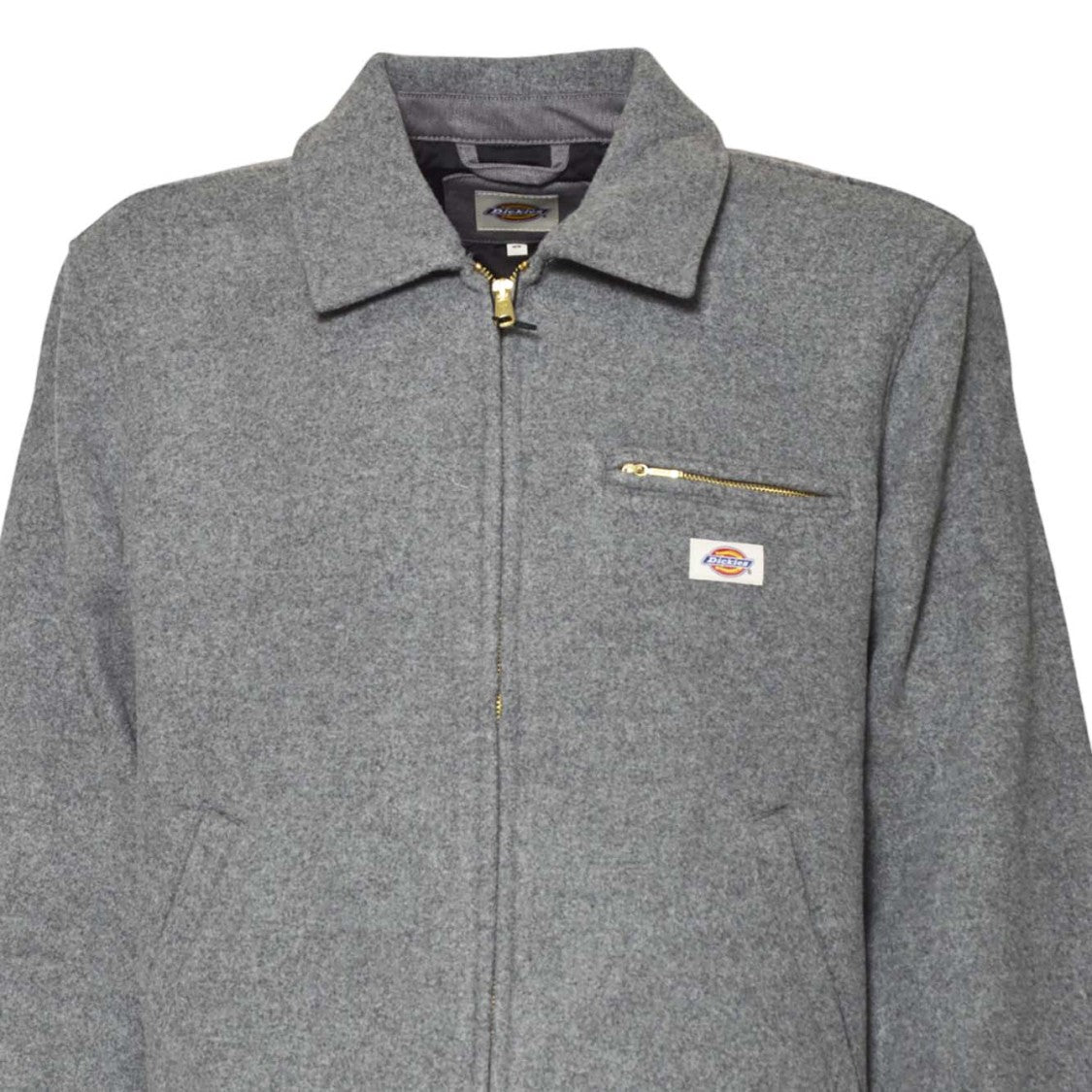 Dickies Light Grey Jacket With Classic Collar And Zippered Closure