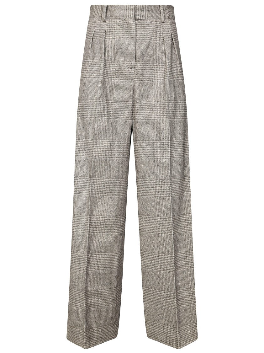 Circolo Double Pleat Checkered Tailored Pants