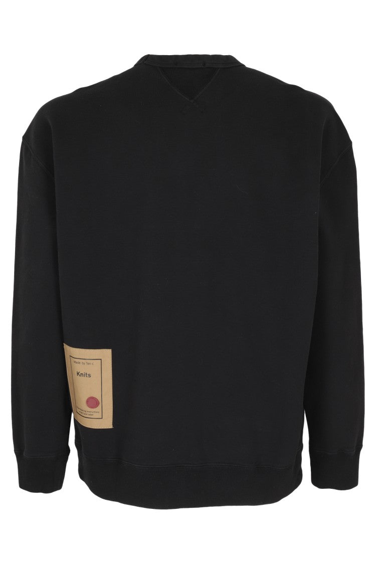 Ten C Relaxed Fit Black Crewneck Sweatshirt