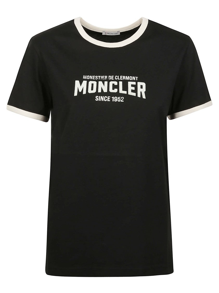 Moncler Black Contrasting Trim Cotton Logo T-Shirt