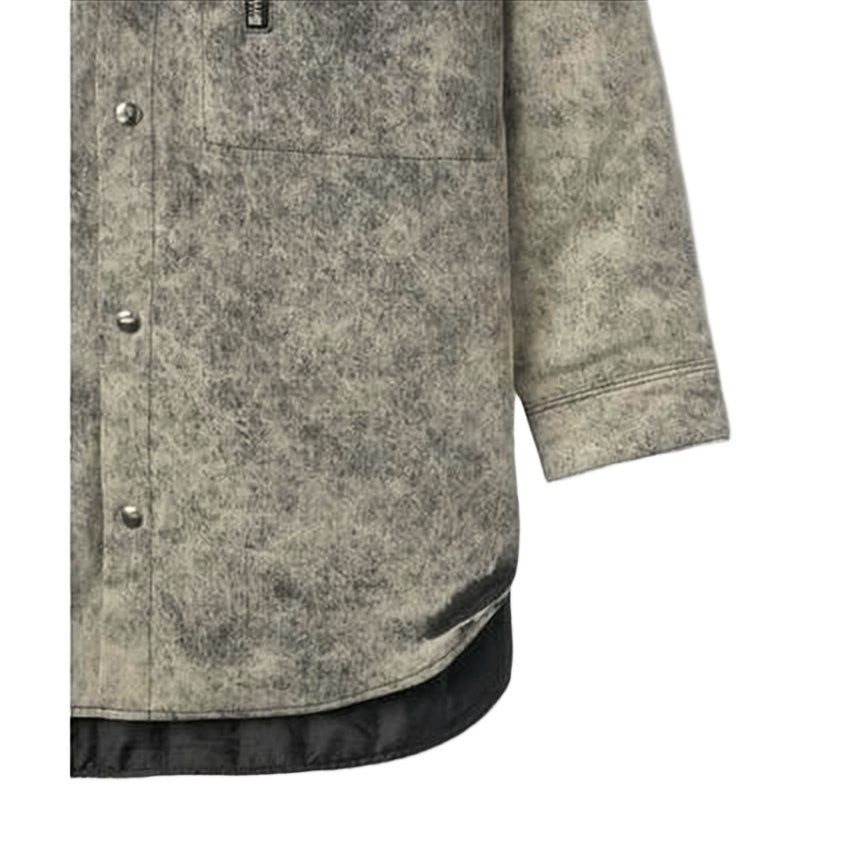 Oamc Distressed Grey Denim Jacket With Quilted Lining