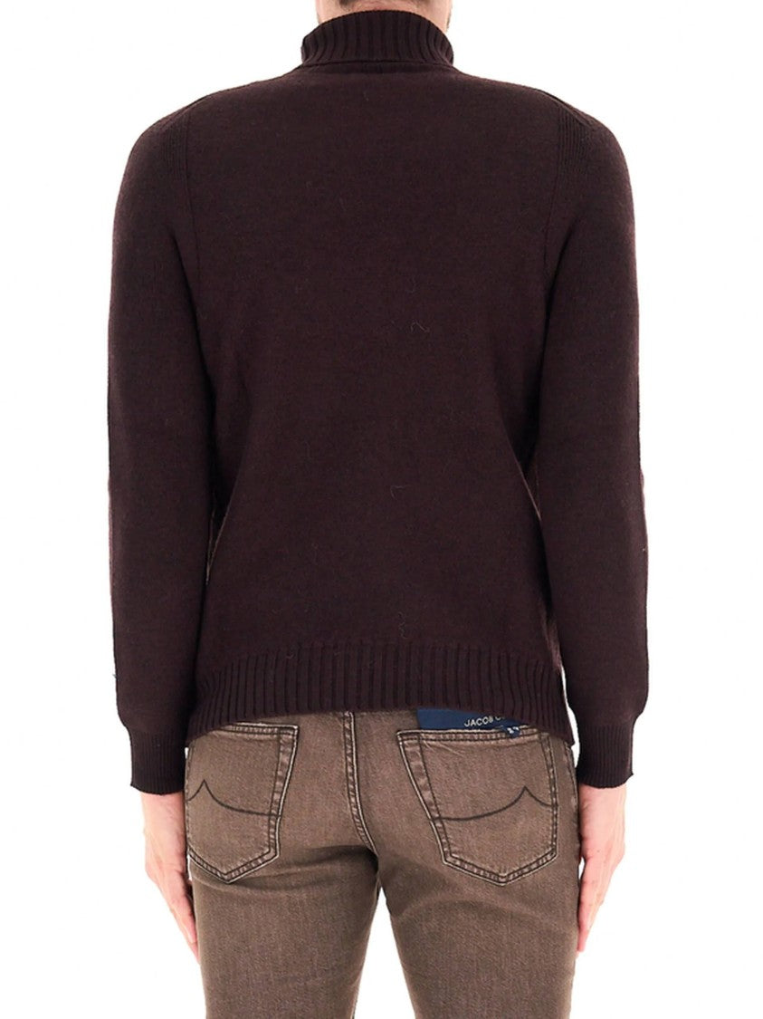 Ballantyne Large Argyle Pattern High Neck Wool Sweater