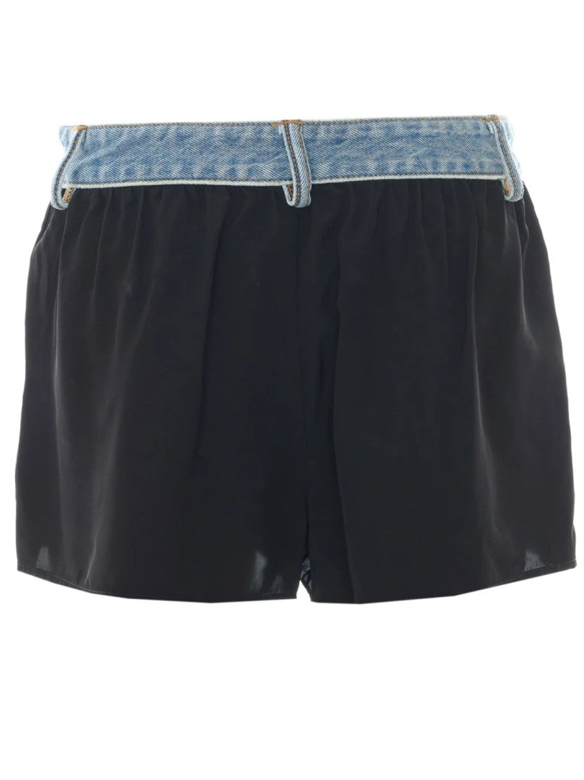 Alexander Wang Black Mid-Rise Denim Waistband Shorts