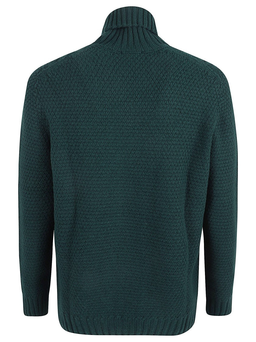 Drumohr Intricately Knitted Turtleneck Sweater In Rich Green