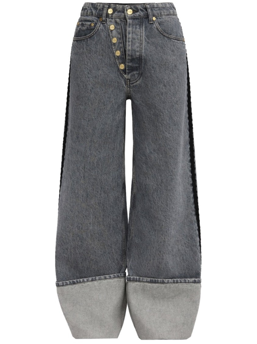 Ganni Double Fly Grey Organic Cotton Jeans
