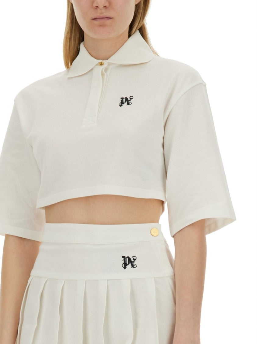 Palm Angels Monogram Cropped Polo Shirt