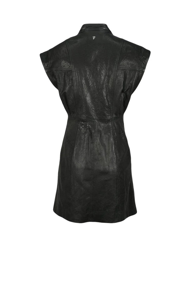 Dondup Short Leather Dress - Black