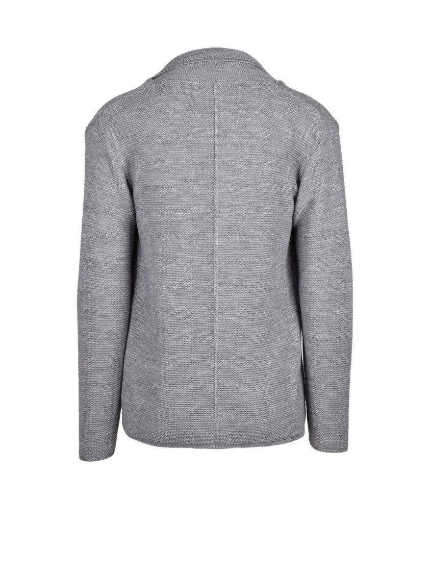 Out/Fit Grey Textured Acrylic-Blend Knit Blazer