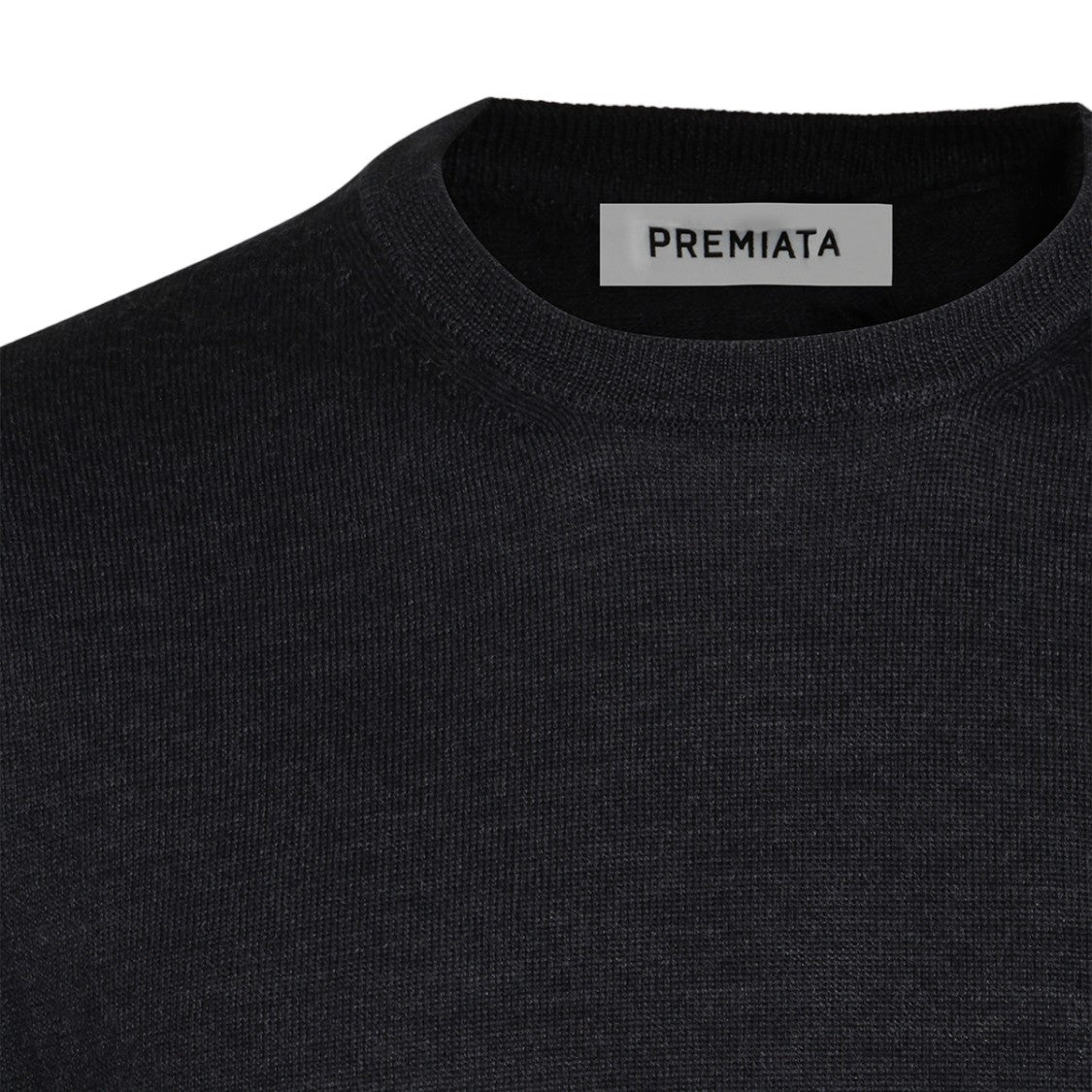 Premiata Minimalist Black Crew Neck Sweater With Ribbed Details
